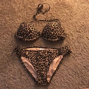 Halter leopard Print Bikini Set